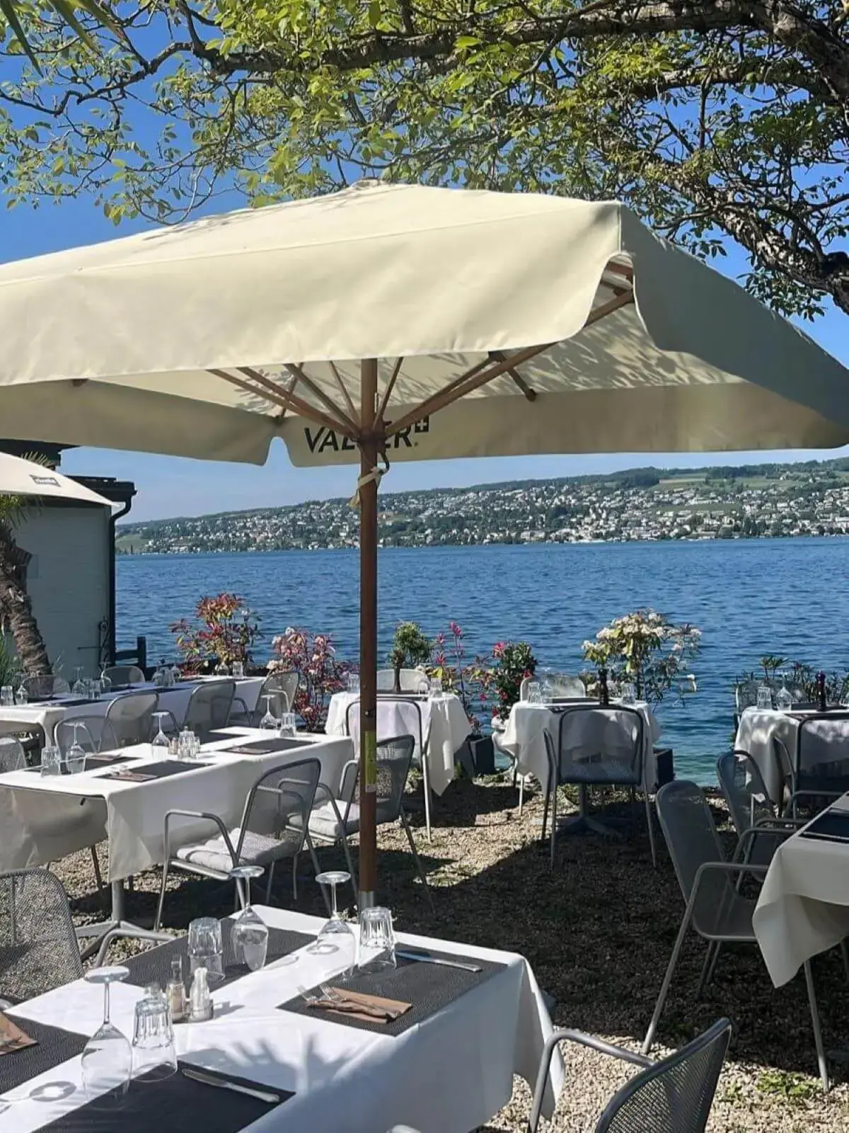 Umbrellas on the LAGO terrace by Lake Zurich